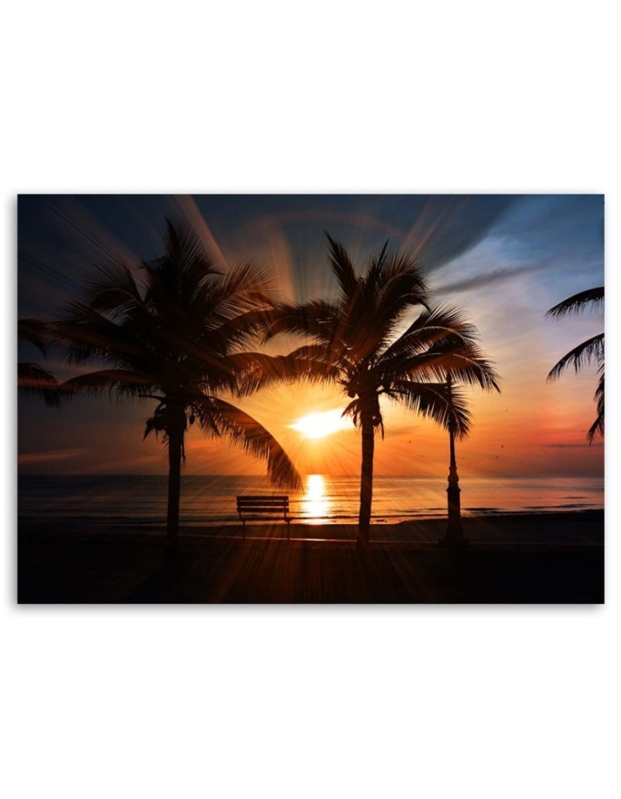 Palm trees by the sea at sunset - Canvas print. Buy now| | FEEBY