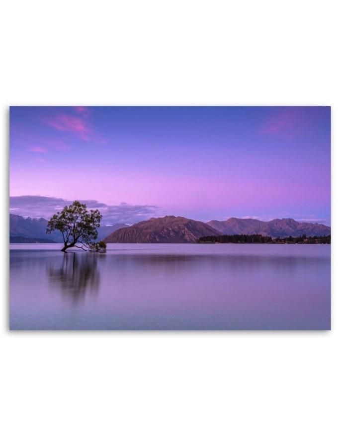 Modern Canvas painting for bedroom - Tree mountains lake nature | FEEBY