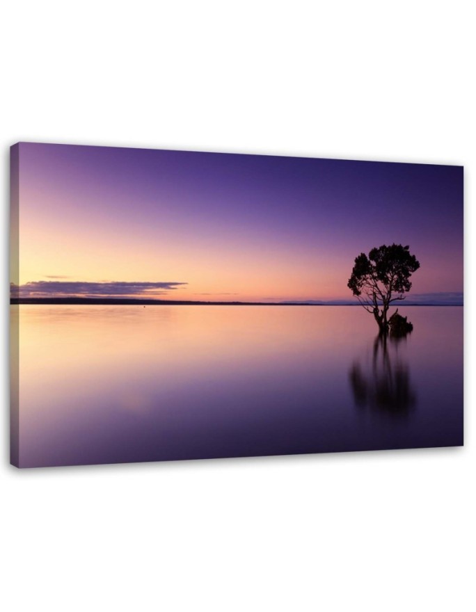 Canvas painting for living room - Lone tree on a lake | FEEBY
