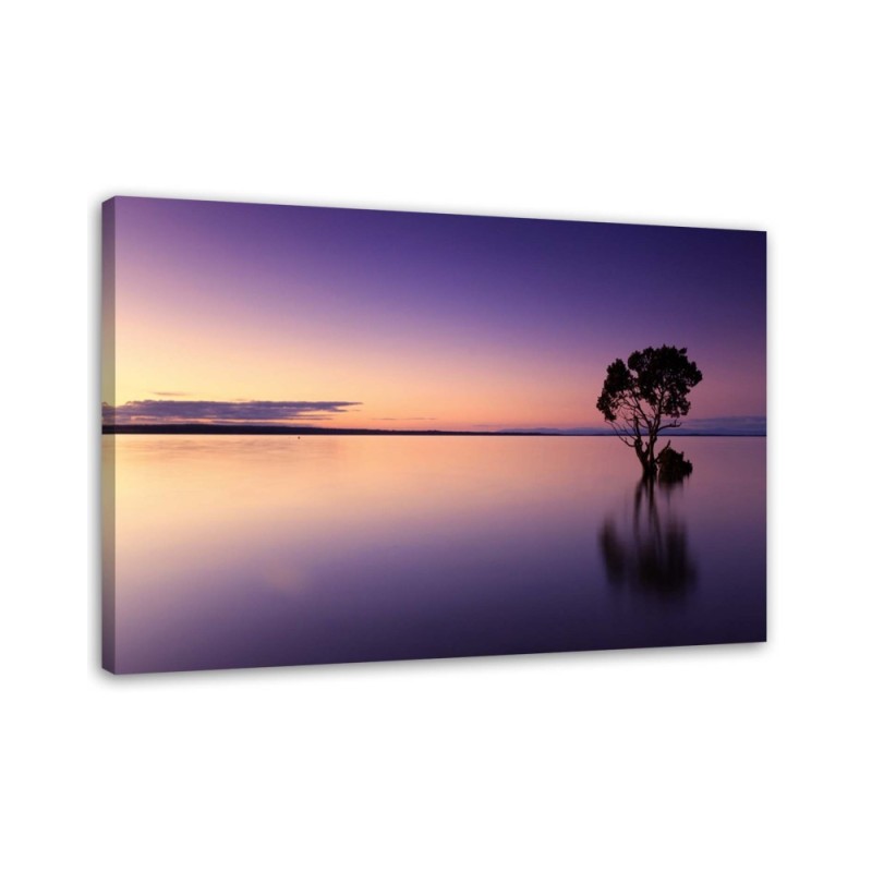 Canvas painting for living room - Lone tree on a lake | FEEBY