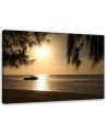 Canvas print - Boat on the seashore sunset | FEEBY