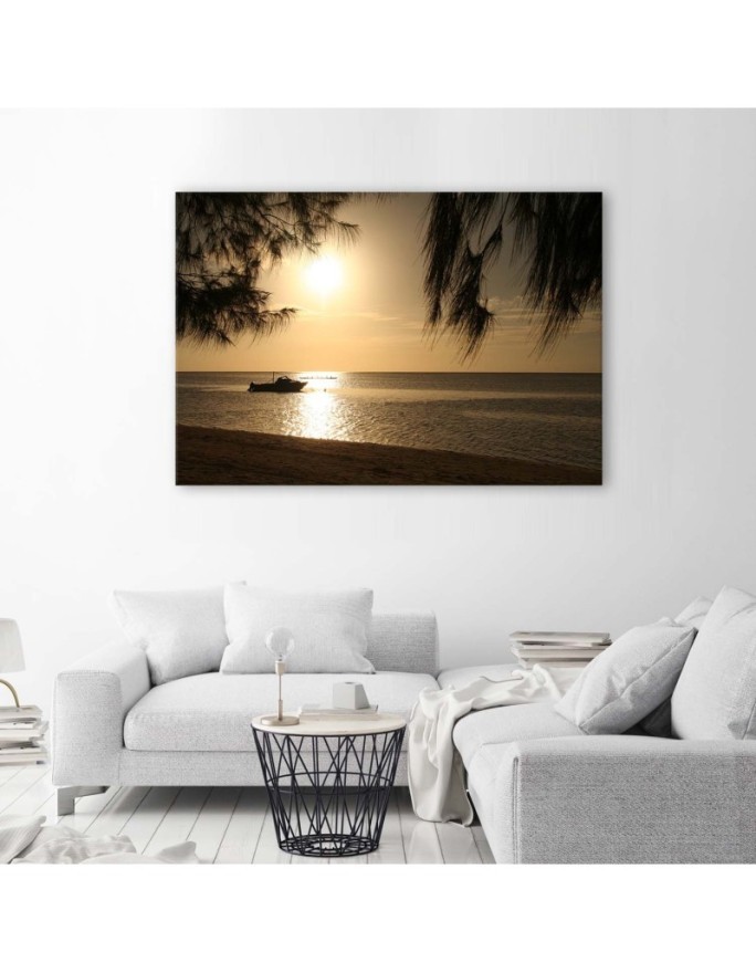 Canvas print - Boat on the seashore sunset | FEEBY