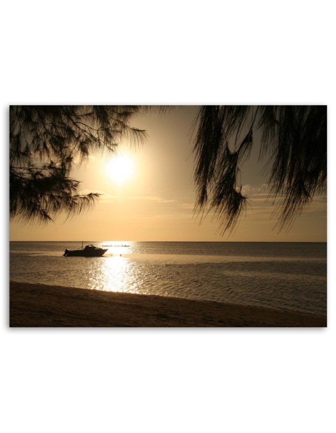 Canvas print - Boat on the seashore sunset | FEEBY