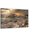 Modern painting for living room - Seaside town landscape| FEEBY