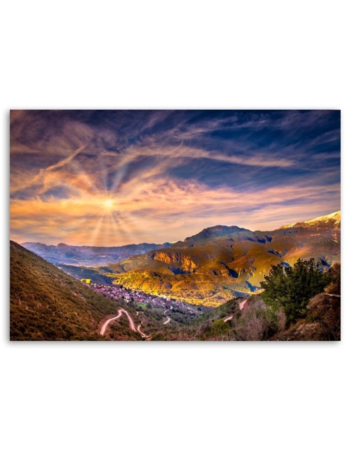 Canvas prints for the living room - Town in the mountains | FEEBY