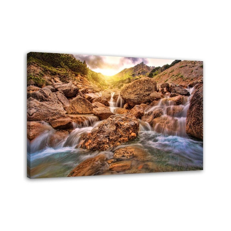 Canvas prints for living room - Stone waterfall mountain landscape | FEEBY