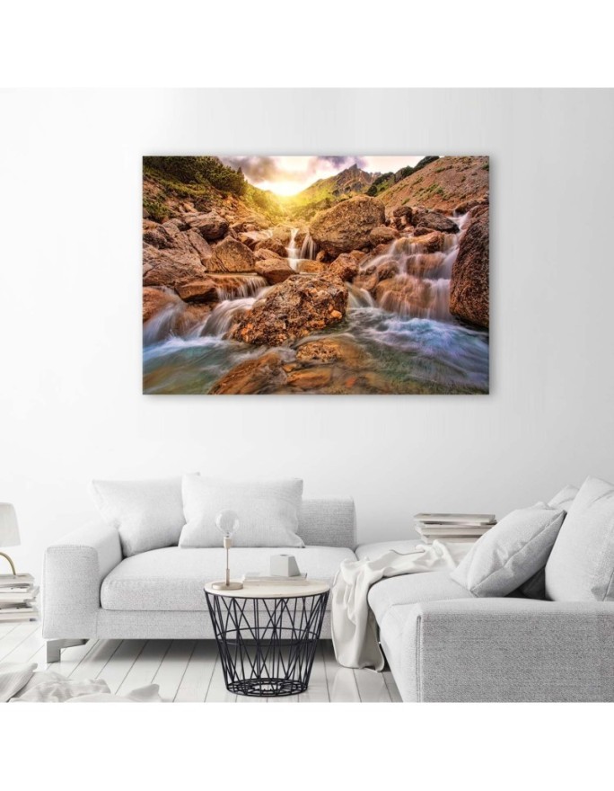 Canvas prints for living room - Stone waterfall mountain landscape | FEEBY