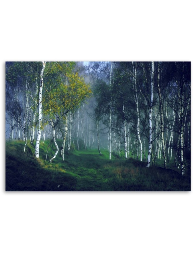 Forest of birches in the mist - Canvas art painting | FEEBY