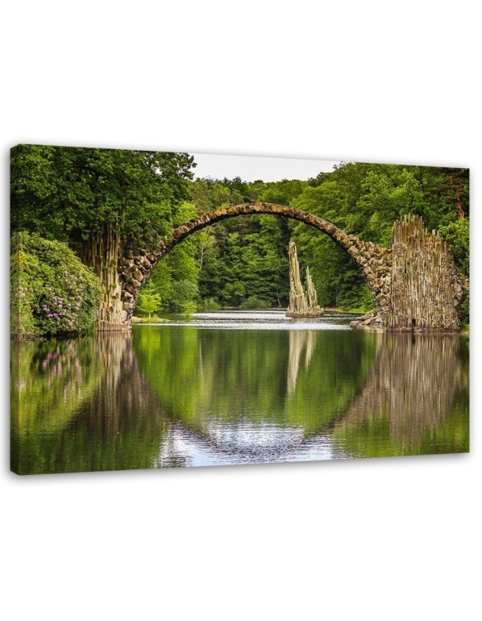 Arched bridge over a lake - Modern bedroom Canvas painting | FEEBY