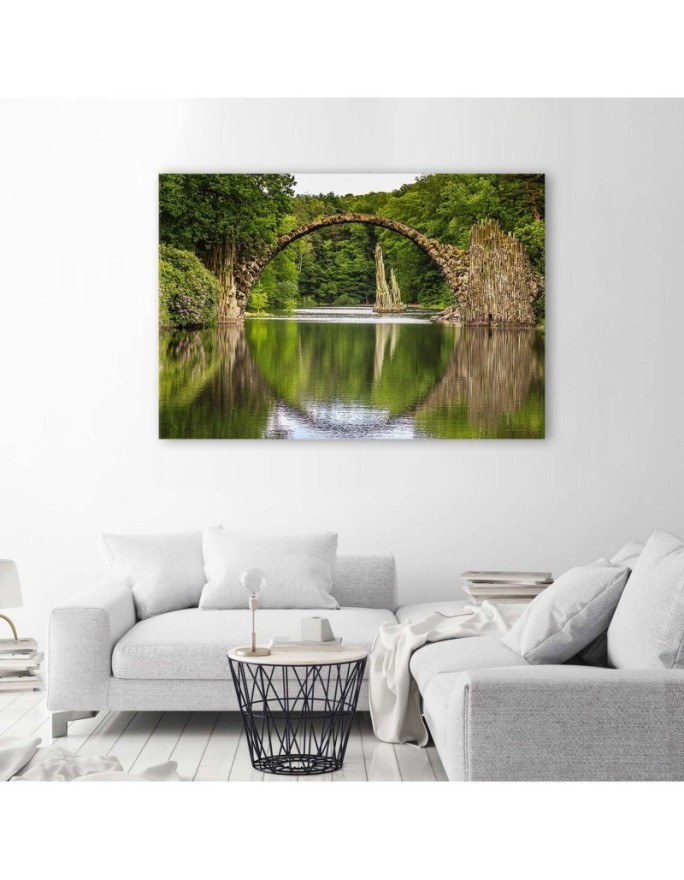 Arched bridge over a lake - Modern bedroom Canvas painting | FEEBY
