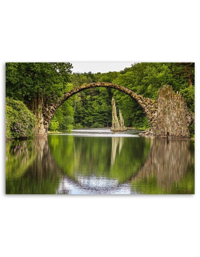 Arched bridge over a lake - Modern bedroom Canvas painting | FEEBY