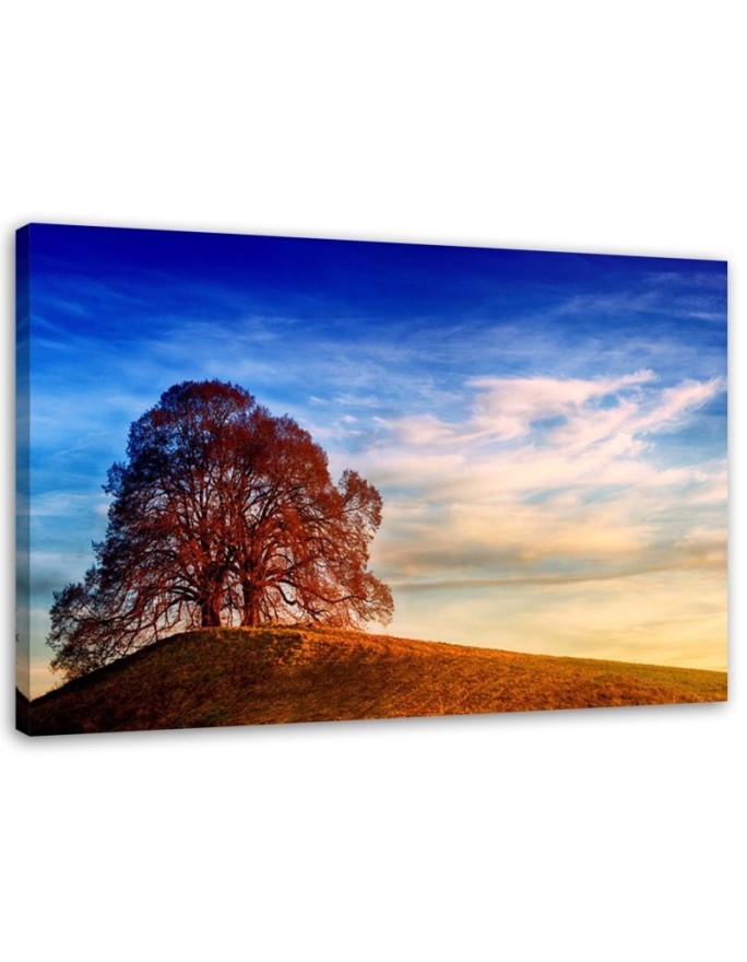 Tree on a hill - Canvas painting for the living room | FEEBY