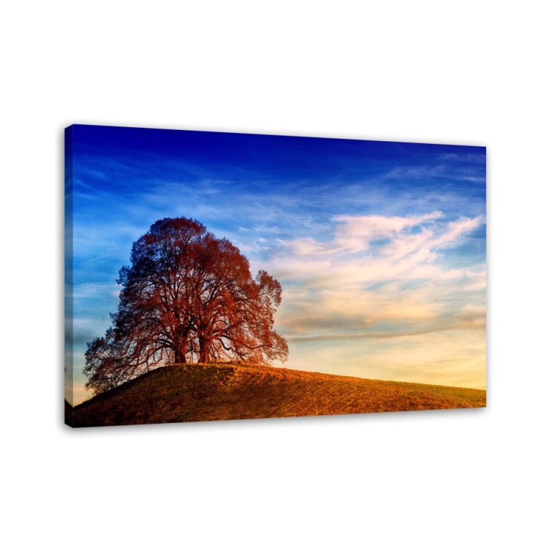 Tree on a hill - Canvas painting for the living room | FEEBY