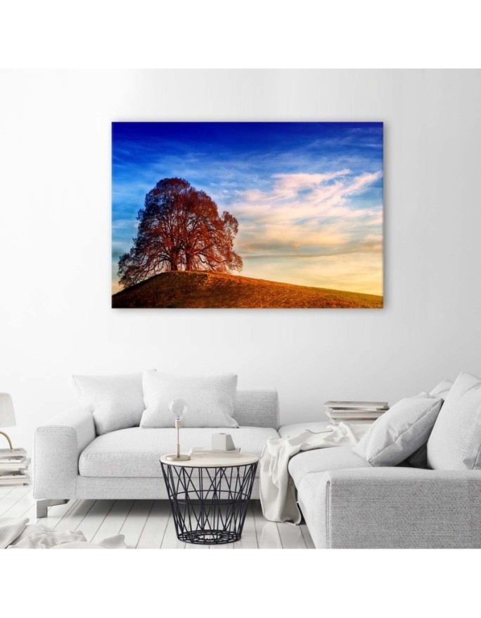 Tree on a hill - Canvas painting for the living room | FEEBY