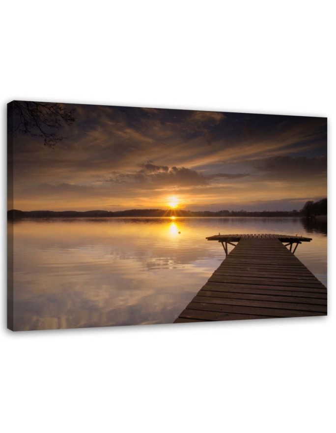 Bridge on the lake sunset - Canvas prints for the Bedroom | FEEBY