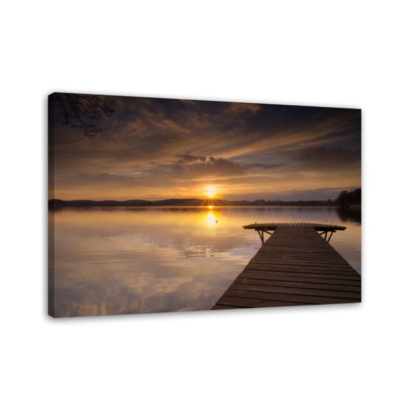 Bridge on the lake sunset - Canvas prints for the Bedroom | FEEBY