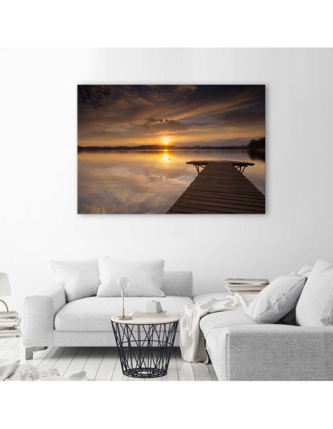 Bridge on the lake sunset - Canvas prints for the Bedroom | FEEBY