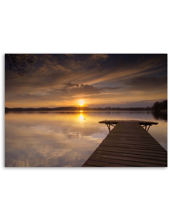Bridge on the lake sunset - Canvas prints for the Bedroom | FEEBY