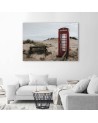 Modern painting for bedroom - Telephone box on the beach | FEEBY