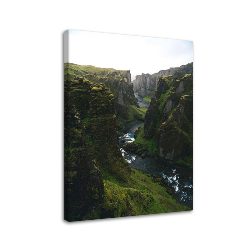Modern Canvas painting for bedroom - Mountain landscape with river | FEEBY