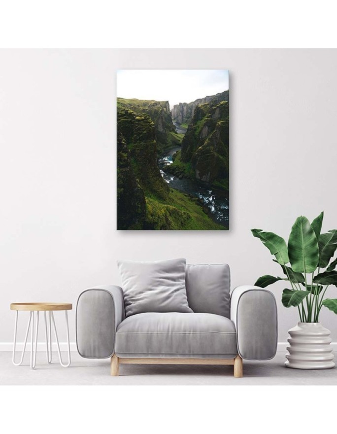 Modern Canvas painting for bedroom - Mountain landscape with river | FEEBY
