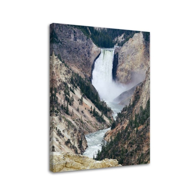 Great waterfall in the mountains - Canvas wall art painting | FEEBY