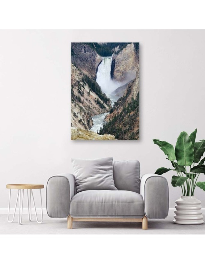 Great waterfall in the mountains - Canvas wall art painting | FEEBY