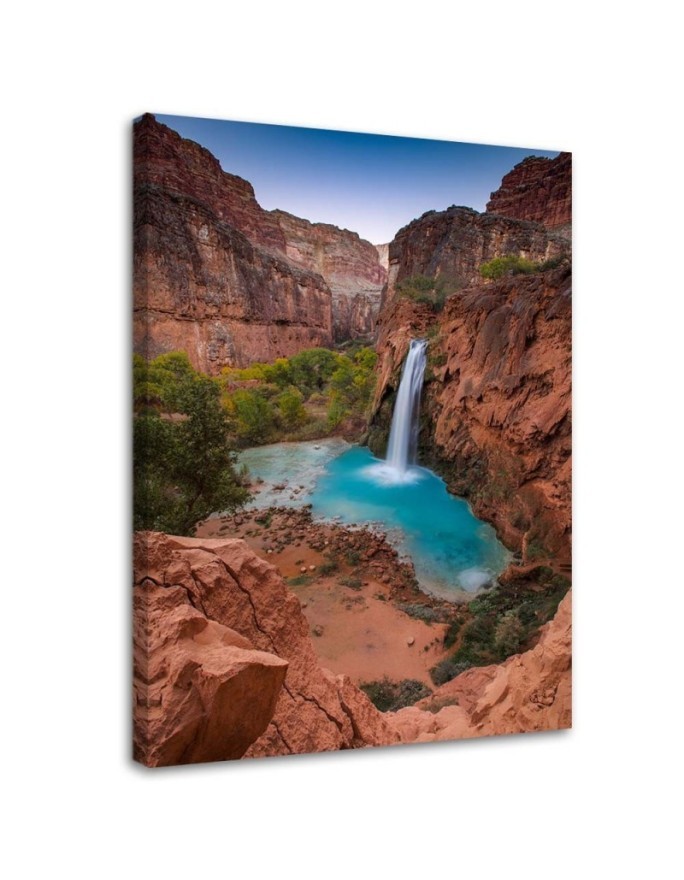 Canvas prints for living room - Blue waterfall among rocks | FEEBY