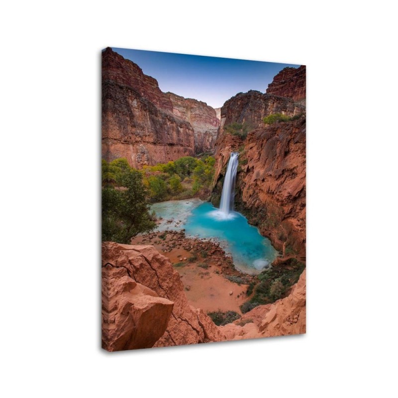 Canvas prints for living room - Blue waterfall among rocks | FEEBY