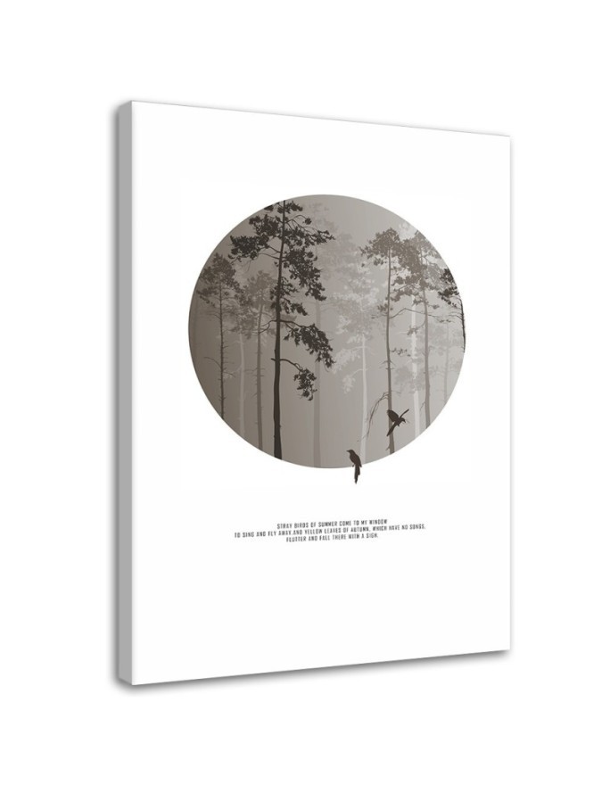 Modern Canvas painting for bedroom - Birds in the fog forest landscape | FEEBY