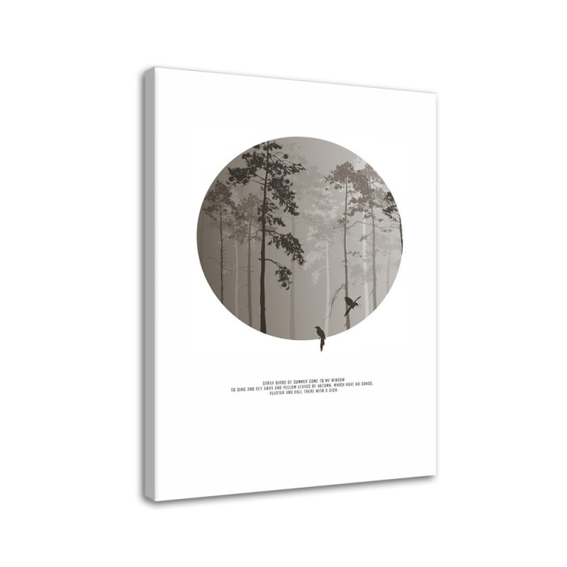 Modern Canvas painting for bedroom - Birds in the fog forest landscape | FEEBY