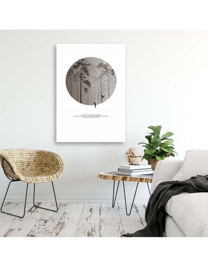 Modern Canvas painting for bedroom - Birds in the fog forest landscape | FEEBY