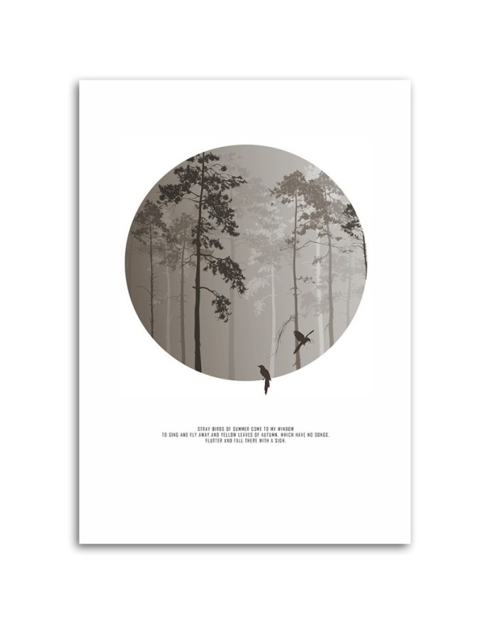 Modern Canvas painting for bedroom - Birds in the fog forest landscape | FEEBY