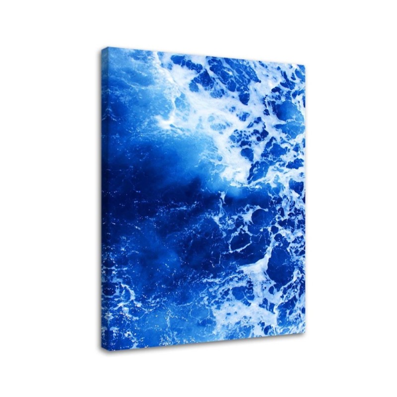 Canvas painting for living room - Blue waves watercolor | FEEBY