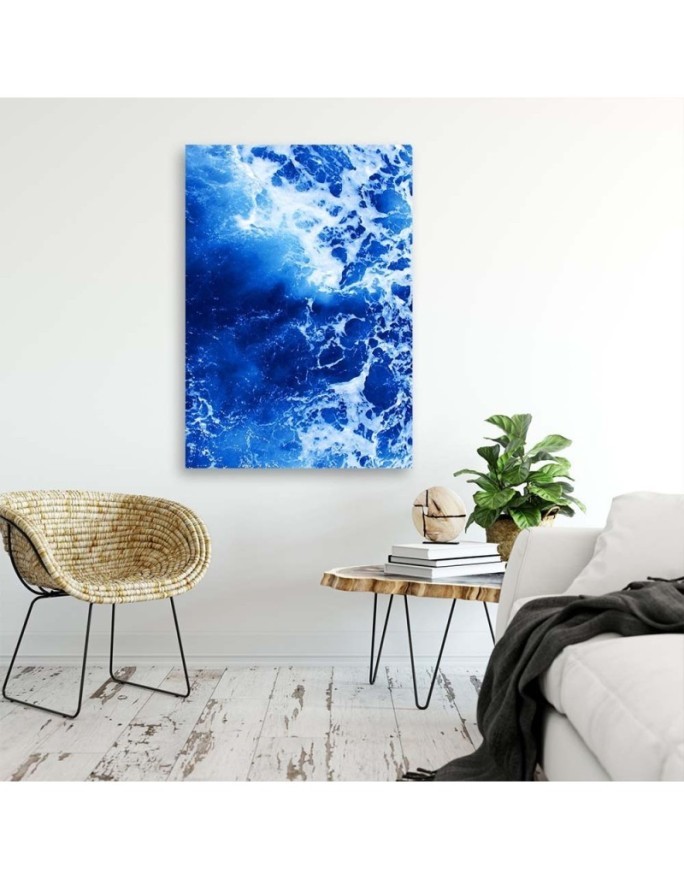 Canvas painting for living room - Blue waves watercolor | FEEBY