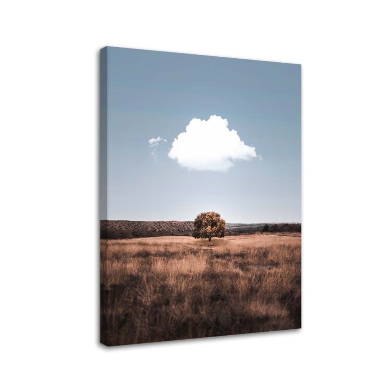 Lone tree and clouds - Canvas painting for living room | FEEBY