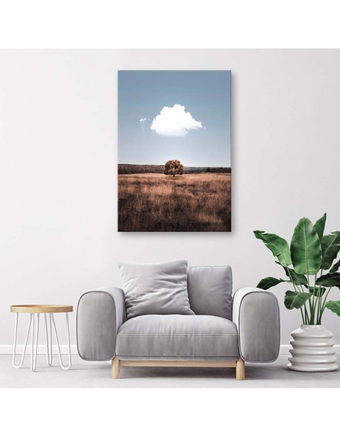 Lone tree and clouds - Canvas painting for living room | FEEBY