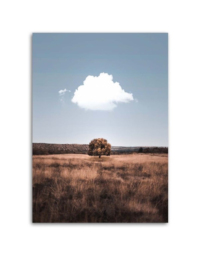 Lone tree and clouds - Canvas painting for living room | FEEBY