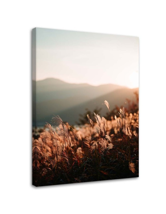 Meadow and mountains - Modern Canvas painting for living room | FEEBY