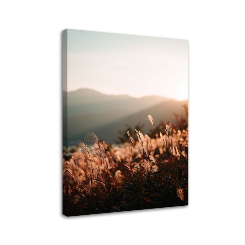 Meadow and mountains - Modern Canvas painting for living room | FEEBY