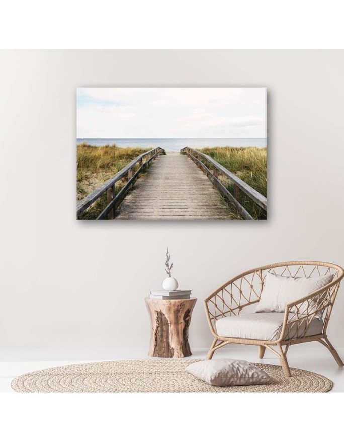 Wooden footbridge by the sea - Canvas painting | FEEBY
