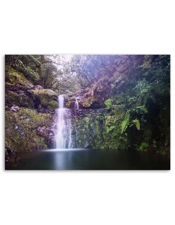 Waterfall in the forest landscape - Canvas painting for living room | FEEBY