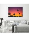 Pink sky and tropical palms - Canvas prints for the living room | FEEBY