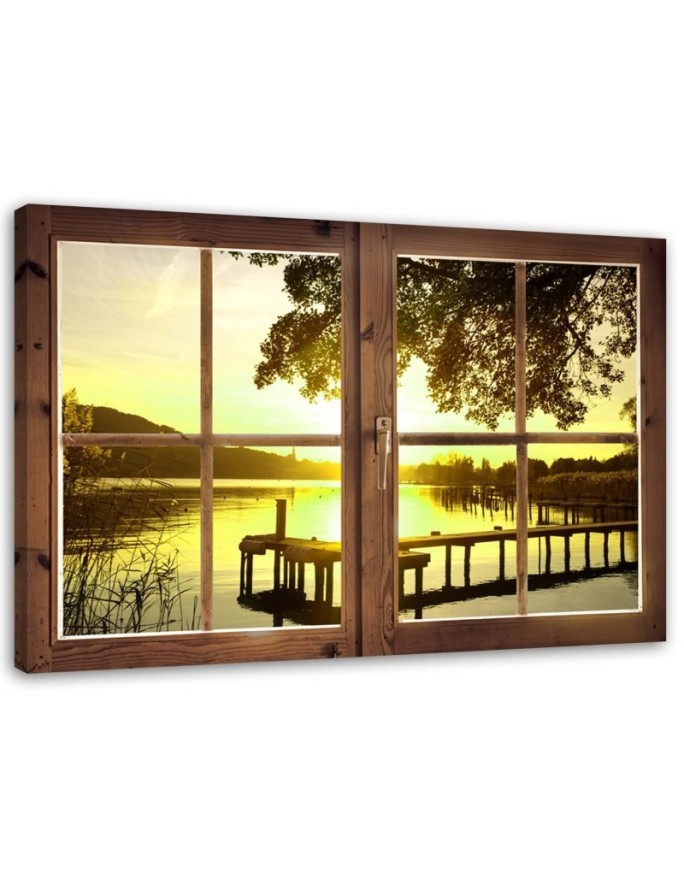 Canvas prints for bedroom - Sunset window over pier | FEEBY