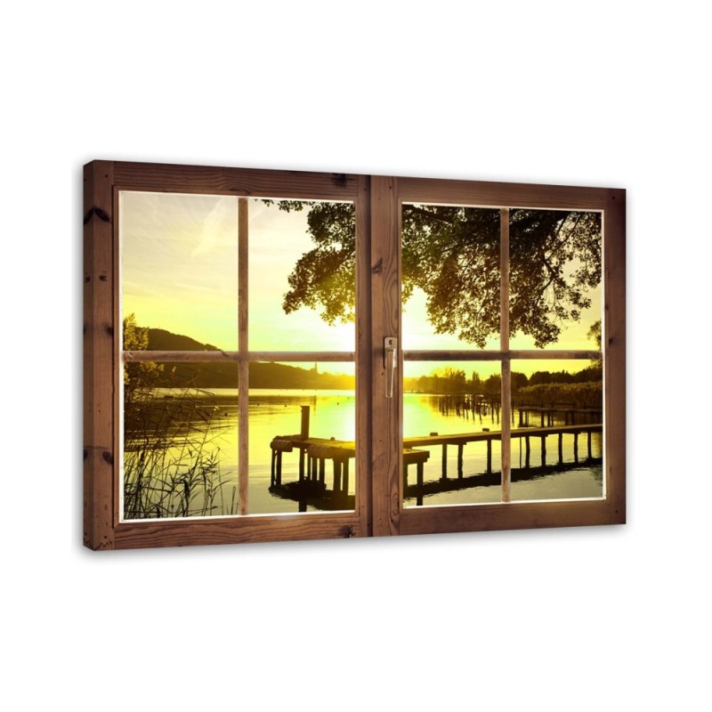 Canvas prints for bedroom - Sunset window over pier | FEEBY