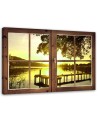 Canvas prints for bedroom - Sunset window over pier | FEEBY