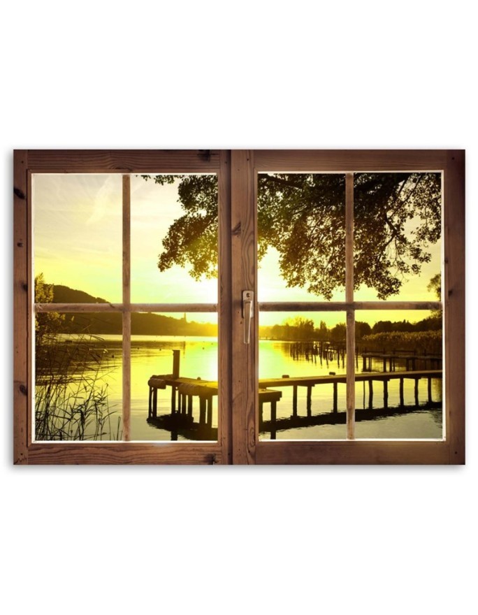 Canvas prints for bedroom - Sunset window over pier | FEEBY
