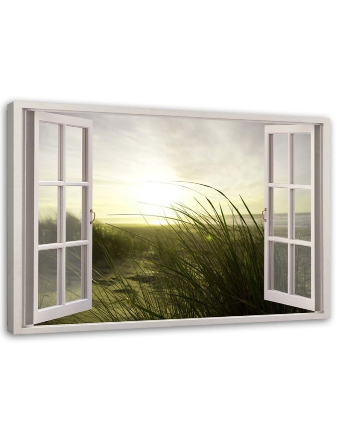 Canvas painting for living room - Window winter over the sea | FEEBY
