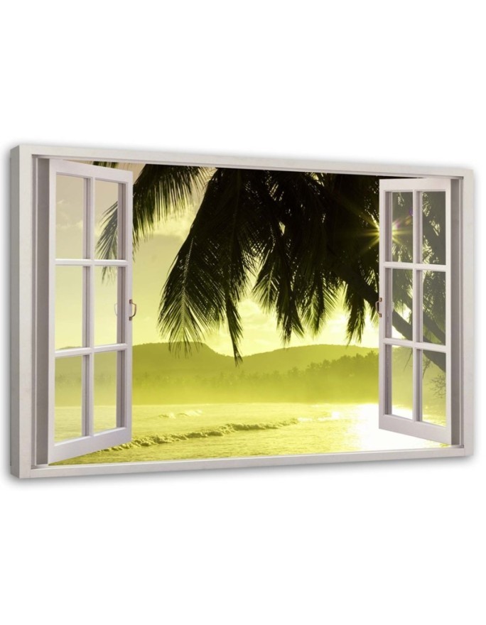 Canvas print - Window view of palm trees | FEEBY