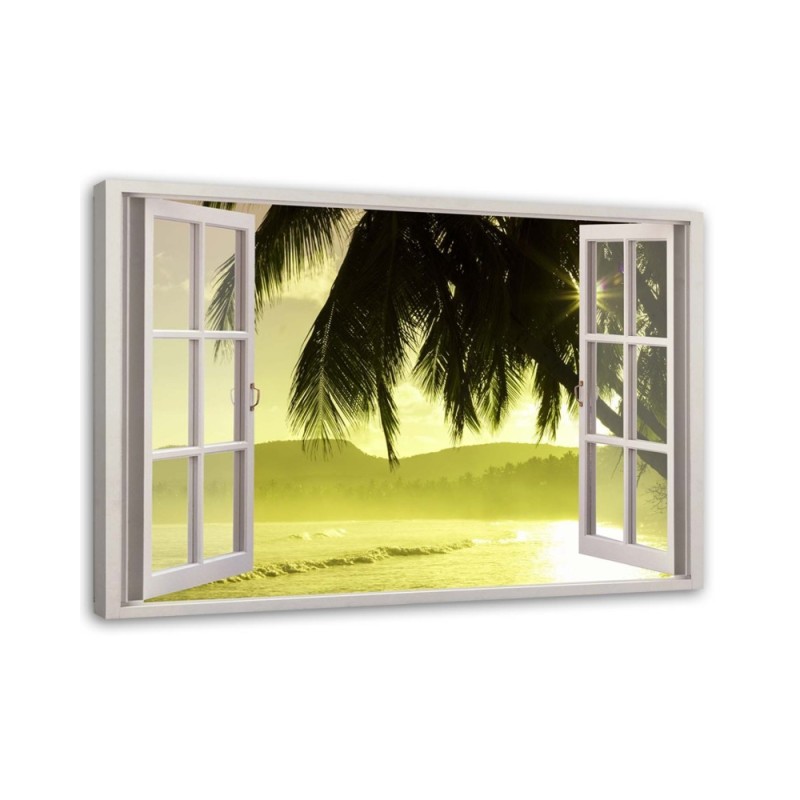 Canvas print - Window view of palm trees | FEEBY